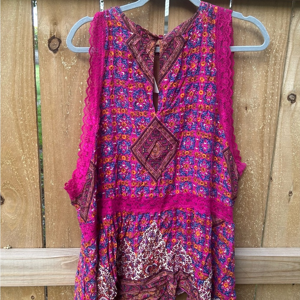 Wonderly NWT 2X Pink Lace Boho Hippy Top - Picture 8 of 10